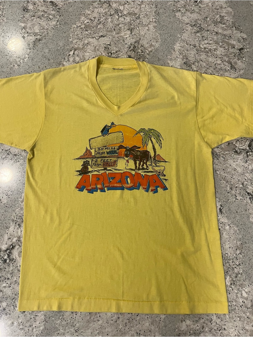 Vintage 90s Yellow Arizona V-Neck Tee